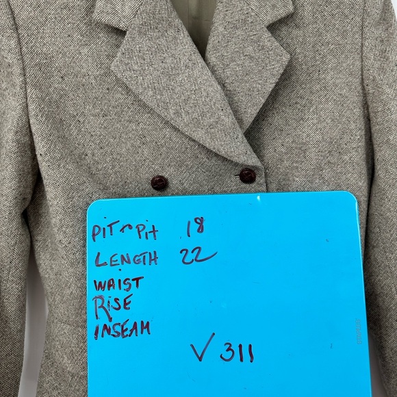 Barney’s Wool Blazer Jacket Womens 6 Tan Khaki Double Breasted - Picture 7 of 7